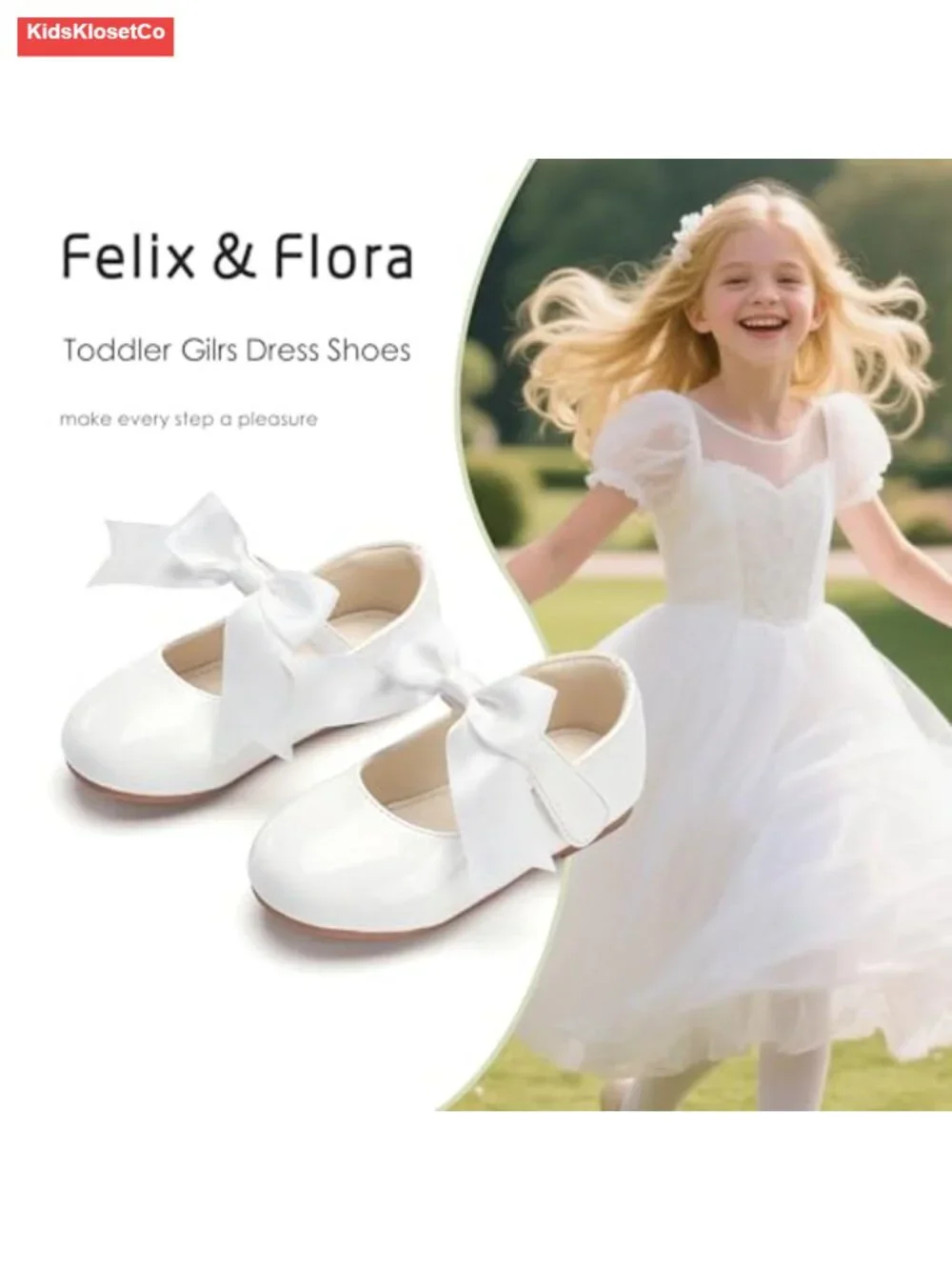 Toddler Girls Ballet Flats - Party Wedding Dress Shoes Non-Slip Microfiber